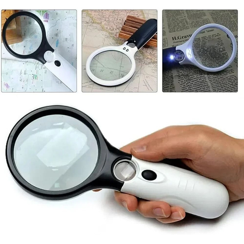 Handheld 45X Magnifying Glass With LED Light For Reading And Jewelry Inspection 0