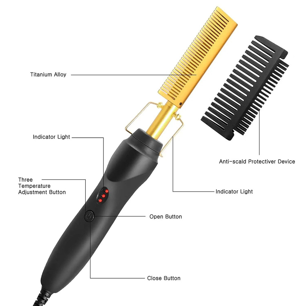 2 In 1 Electric Hot Comb And Beard Hair Straightener With Fast Heating And Anti Scald Design 4