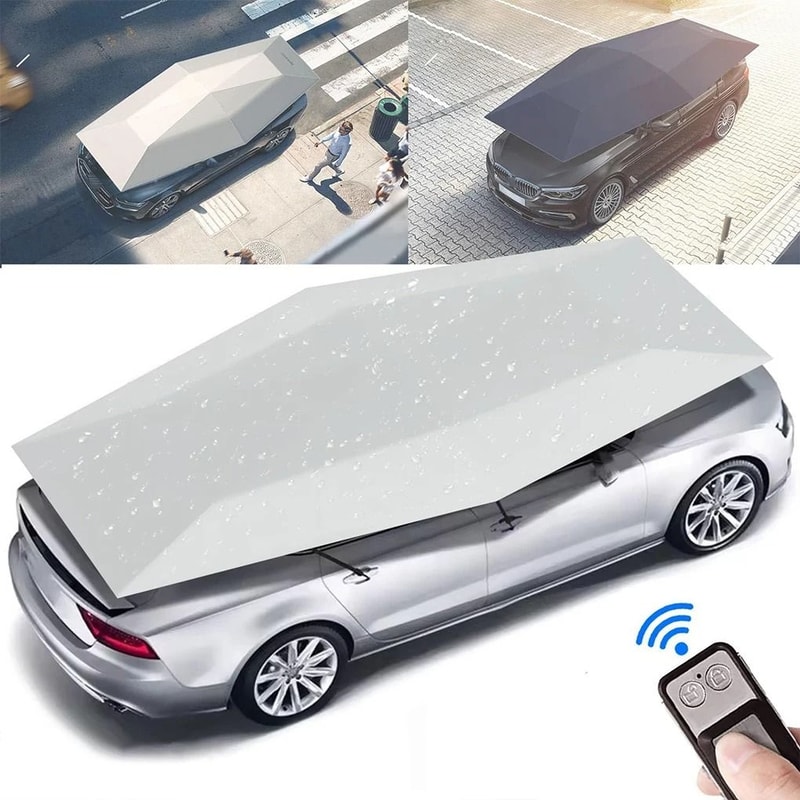 Smart Automatic Car Umbrella Canopy With Sun Protection And Waterproof Cover For All Weather 0