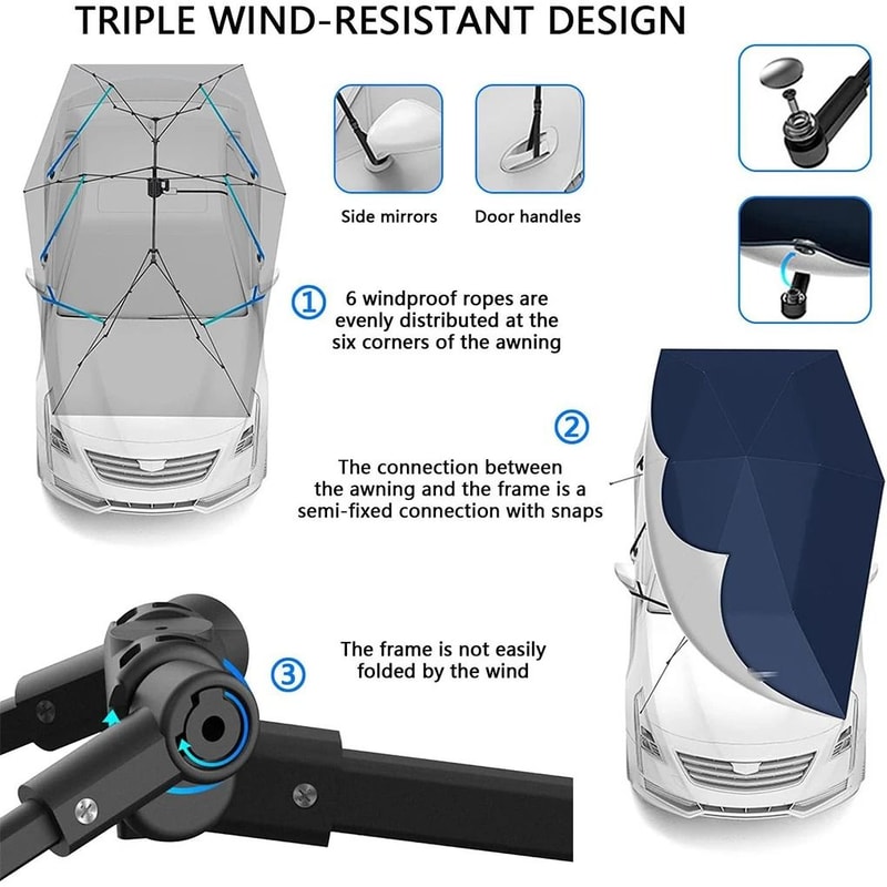 Smart Automatic Car Umbrella Canopy With Sun Protection And Waterproof Cover For All Weather 3