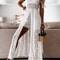 Lace Hollow Out Sleeveless Midi Dress Elegant Summer Boho Chic V Neck Playsuit Style 2