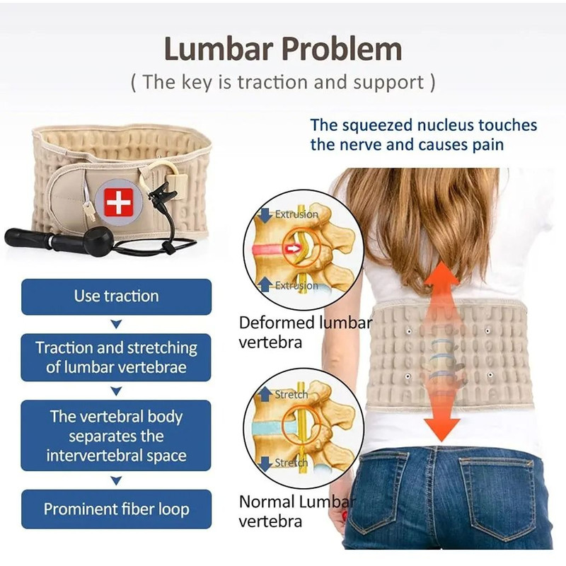 Adjustable Air Traction Back Brace For Lumbar Relief And Posture Support 2