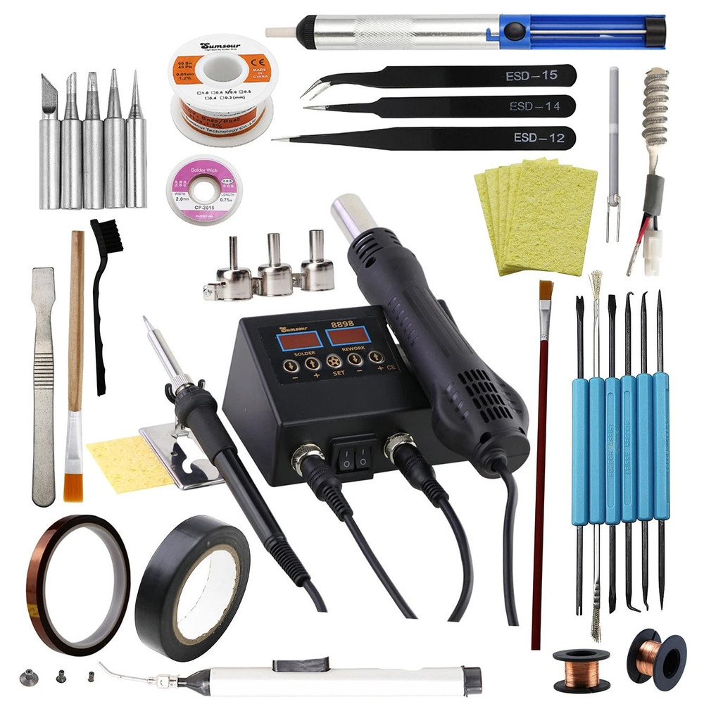 Electric Soldering Iron And Hot Air Gun 2 In 1 Station With Digital Display For Welding And Repair 12