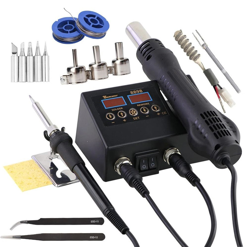 Electric Soldering Iron And Hot Air Gun 2 In 1 Station With Digital Display For Welding And Repair 2