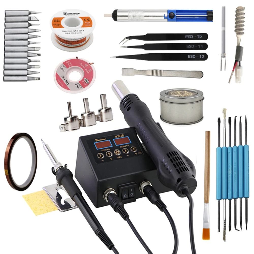 Electric Soldering Iron And Hot Air Gun 2 In 1 Station With Digital Display For Welding And Repair 6