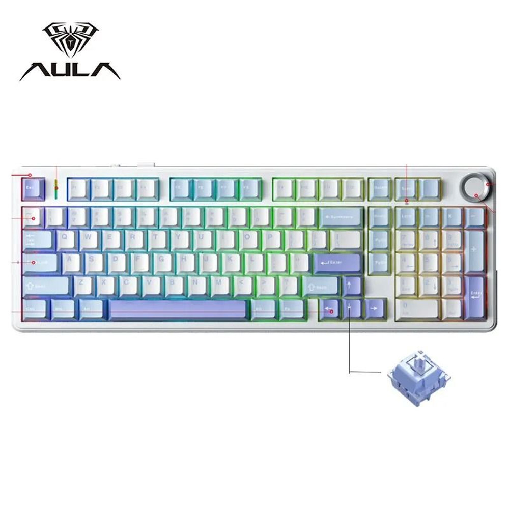 AULA F99PRO Wireless Mechanical Gaming Keyboard With Knob And Hot Swappable Gasket Mount 8