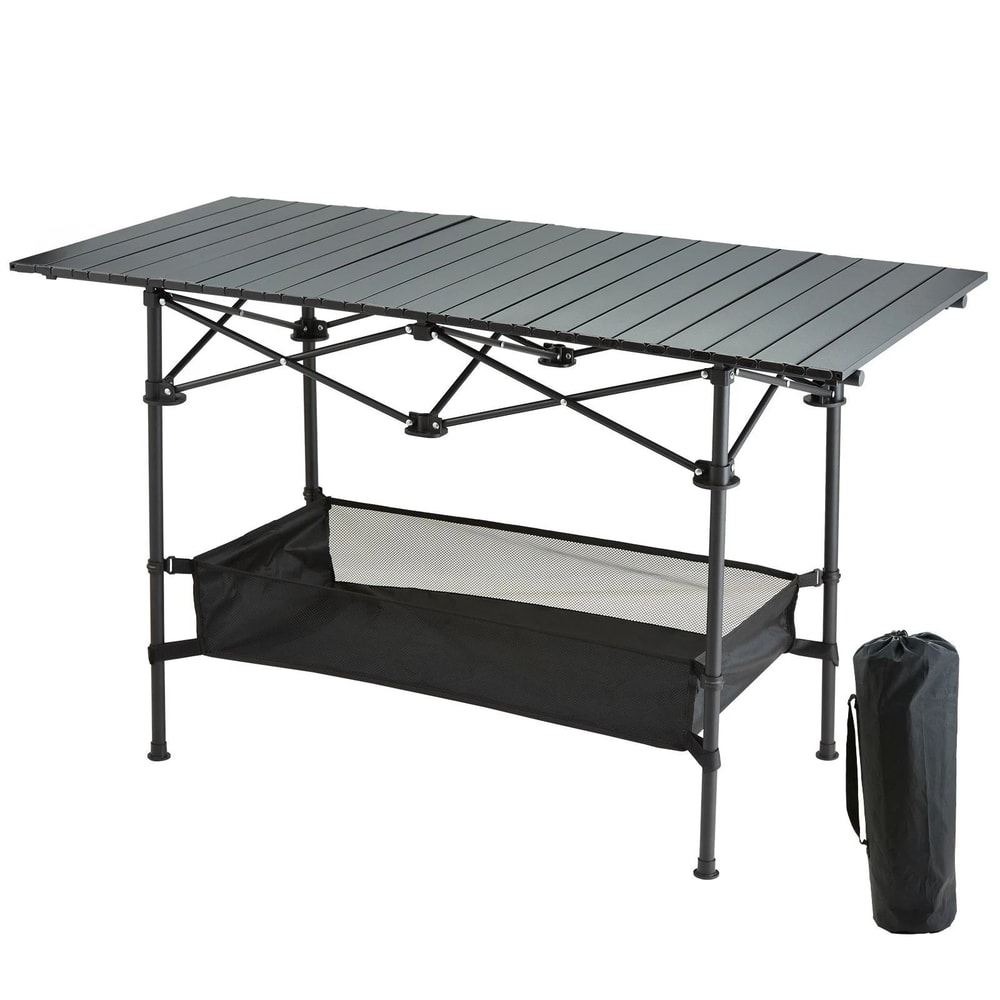 Portable Folding Camping Table With Storage For Outdoor Adventures 0