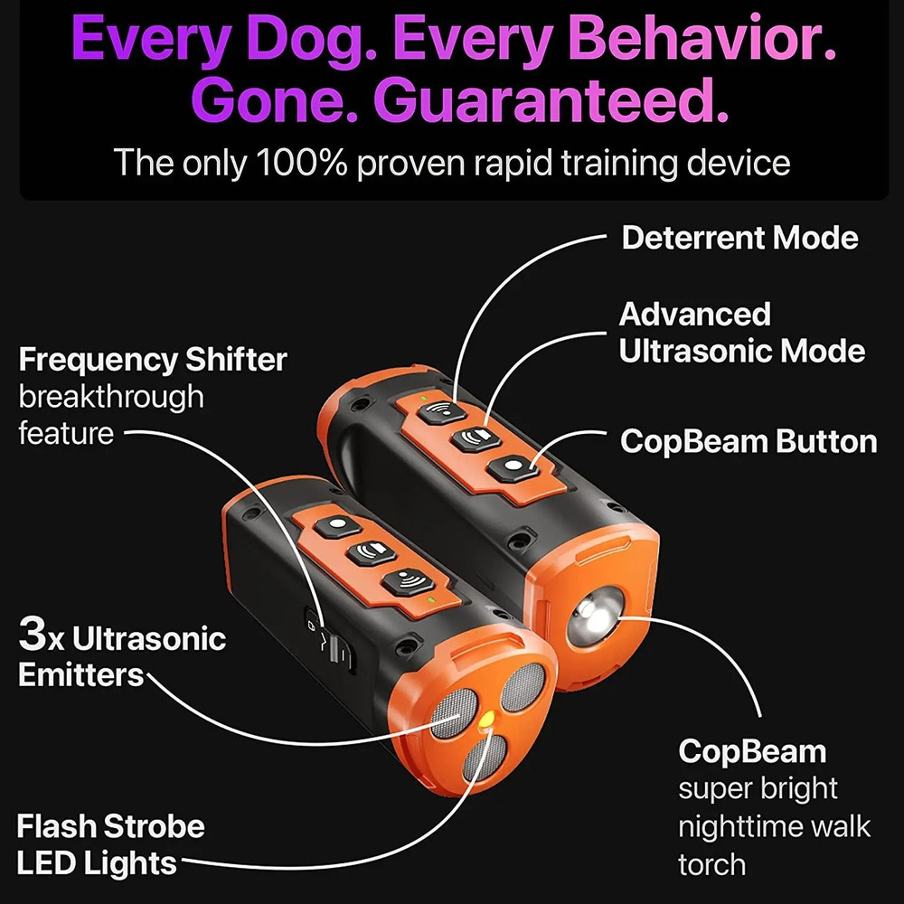 Pet Dog Repeller Ultrasonic Dog Training Device Rechargeable Bark Control With LED Flashlight For O 4