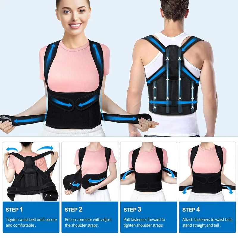 Back Brace Posture Corrector For Men And Women Adjustable Full Support Shoulder Straightener With U 3