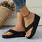 Womens Wedge Flip Flops With Thick Sole And Clip Toe Design Lightweight Non Slip Summer Slippers 2