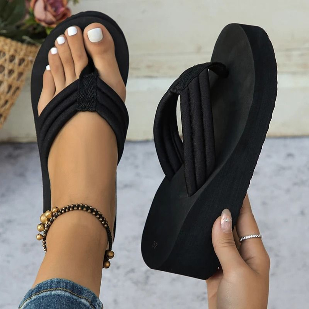 Womens Wedge Flip Flops With Thick Sole And Clip Toe Design Lightweight Non Slip Summer Slippers 6