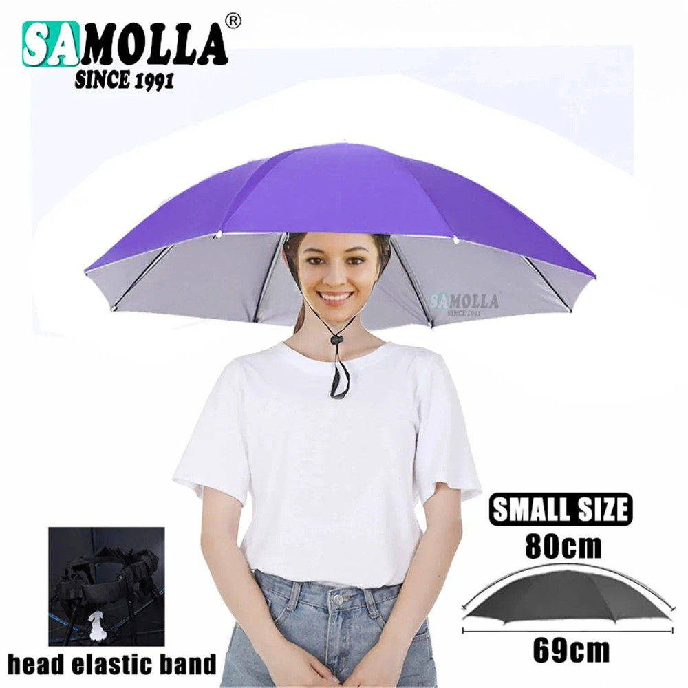 Rain Umbrella Hat Foldable UV Protection Cap 7