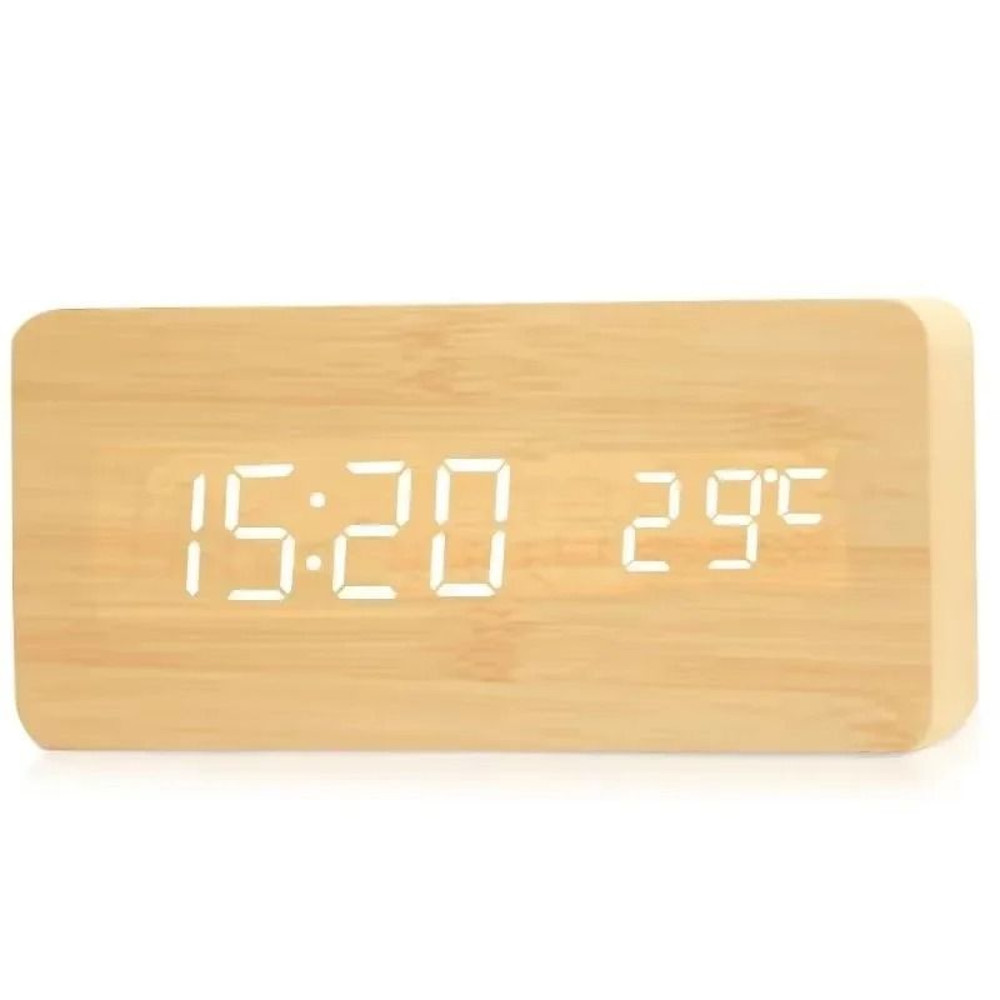 Wooden Digital LED Alarm Clock With Temperature Display 8
