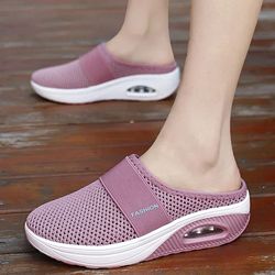 women wedge vintage platform orthopedic slippers casual plus size