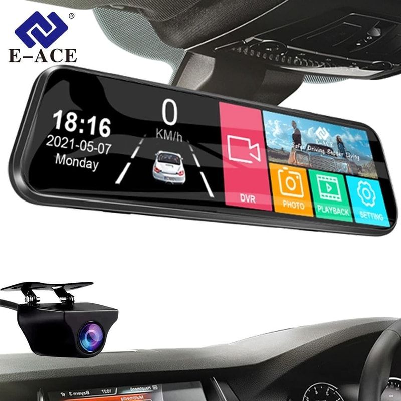 E ACE 10 Inch Touch Screen Car DVR Mirror Video Recorder Dash Cam 0