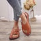 Women Summer PU Leather Peep Toe Buckle Roman Flat Sandals 1