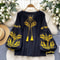 Women Vintage Ethnic Style Embroidered Blouse With Lace Up Neck And Lantern Sleeves 9