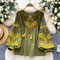 Women Vintage Ethnic Style Embroidered Blouse With Lace Up Neck And Lantern Sleeves 2