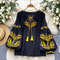 Women Vintage Ethnic Style Embroidered Blouse With Lace Up Neck And Lantern Sleeves 4