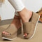 Womens Open Toe Leather Platform Summer Slippers With Wedge Sole For Beach And Casual Wear 3