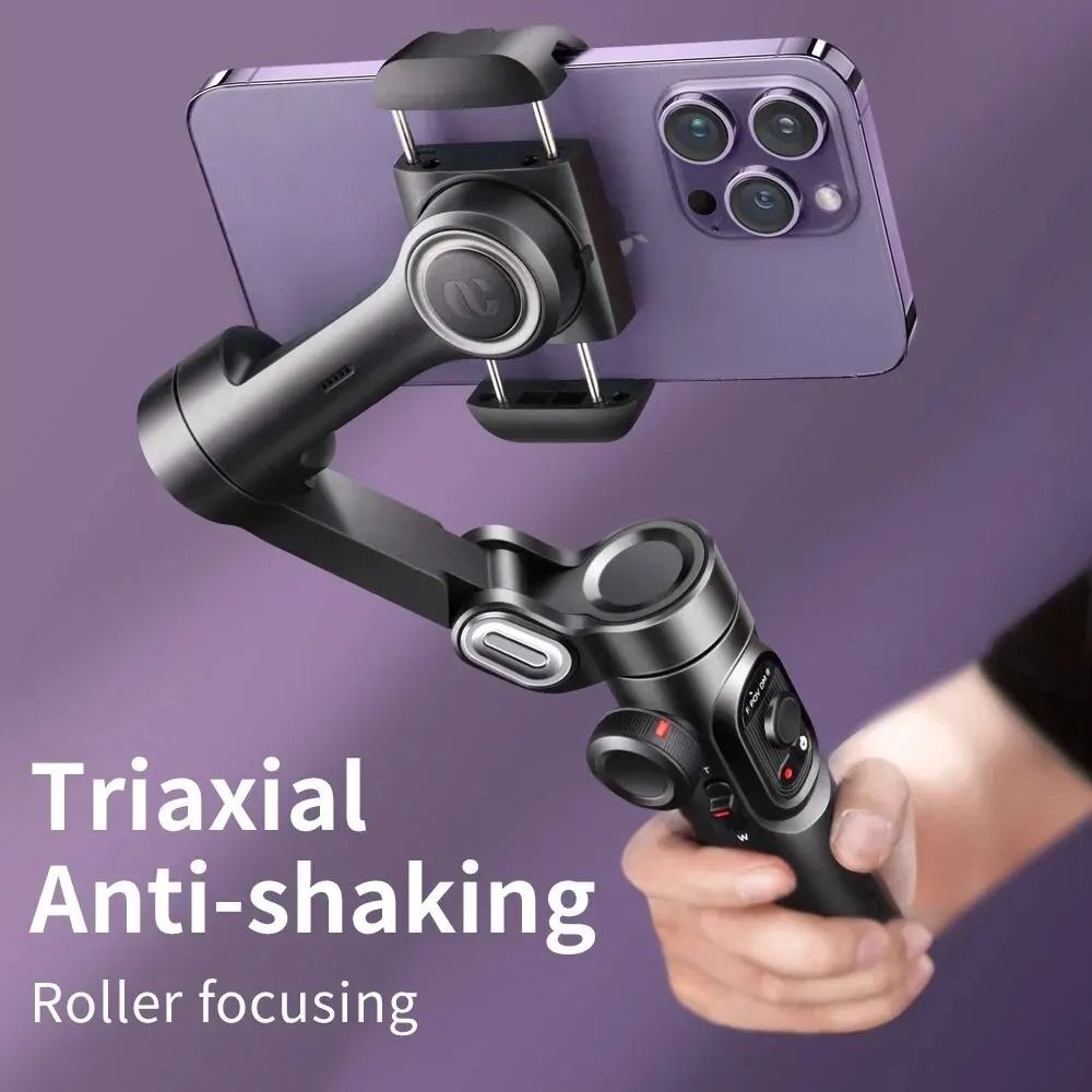 3 Axis Smartphone Gimbal Stabilizer With AI Face Tracking For IPhone And Android Vlogging 0