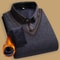 Mens Fleece Lined Knitted Pullover Sweater With Polo Collar For Autumn And Winter Wear 1