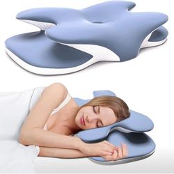 ergonomic memory foam cervical pillow with ice silk cover for neck pain relief and adjustable sleep support