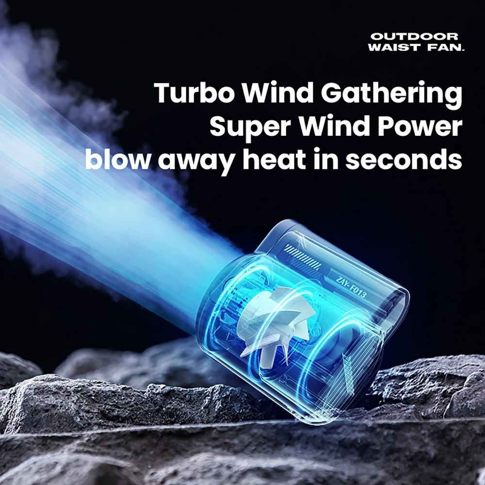 Rechargeable Waist Mounted Portable Fan With Leafless Design And Three Speeds For Outdoor Camping A 2