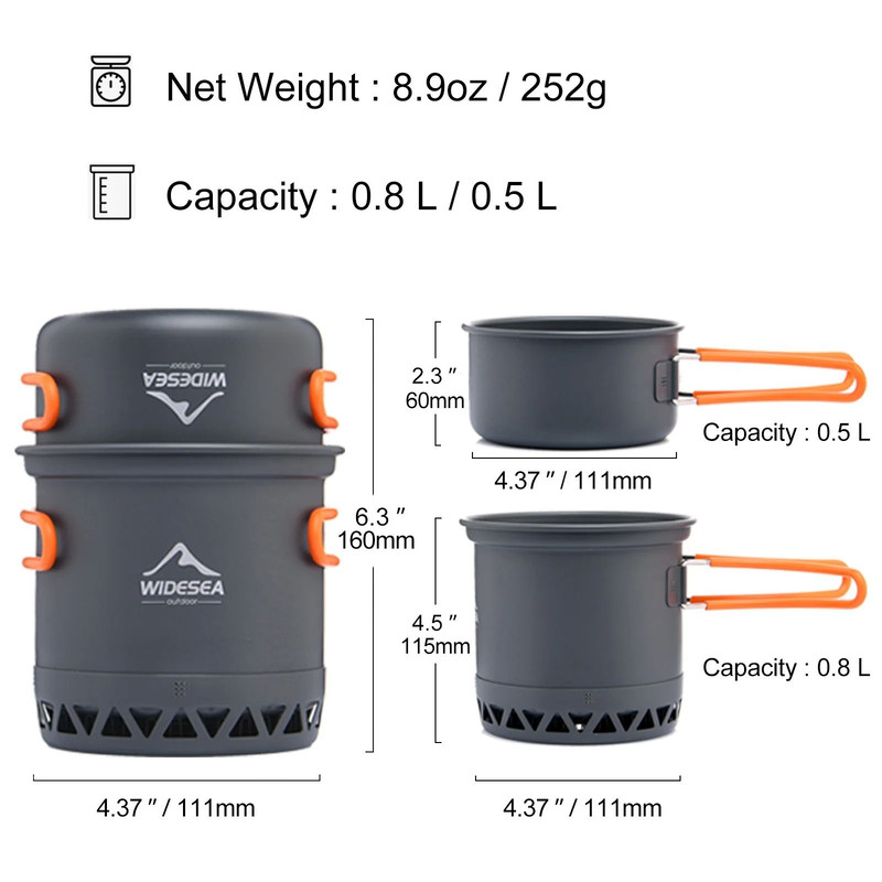 Outdoor Camping Cookware Set With Heat Resistant Pot And Kettle For Travel Cooking And Backpacking 1