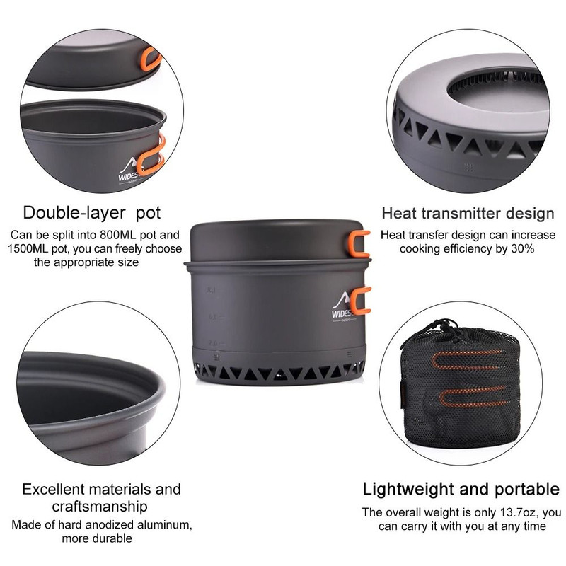 Outdoor Camping Cookware Set With Heat Resistant Pot And Kettle For Travel Cooking And Backpacking 4