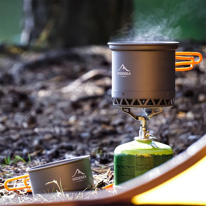 Outdoor Camping Cookware Set With Heat Resistant Pot And Kettle For Travel Cooking And Backpacking 5