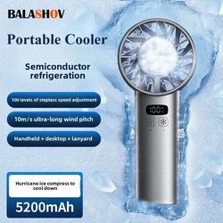 rechargeable handheld cooling fan with ice compress and led display for travel and outdoor use