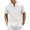 Mens Cotton Linen Short Sleeve Shirt With Henley Neck And Pocket For Casual Beachwear And Street St 11