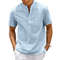 Mens Cotton Linen Short Sleeve Shirt With Henley Neck And Pocket For Casual Beachwear And Street St 3