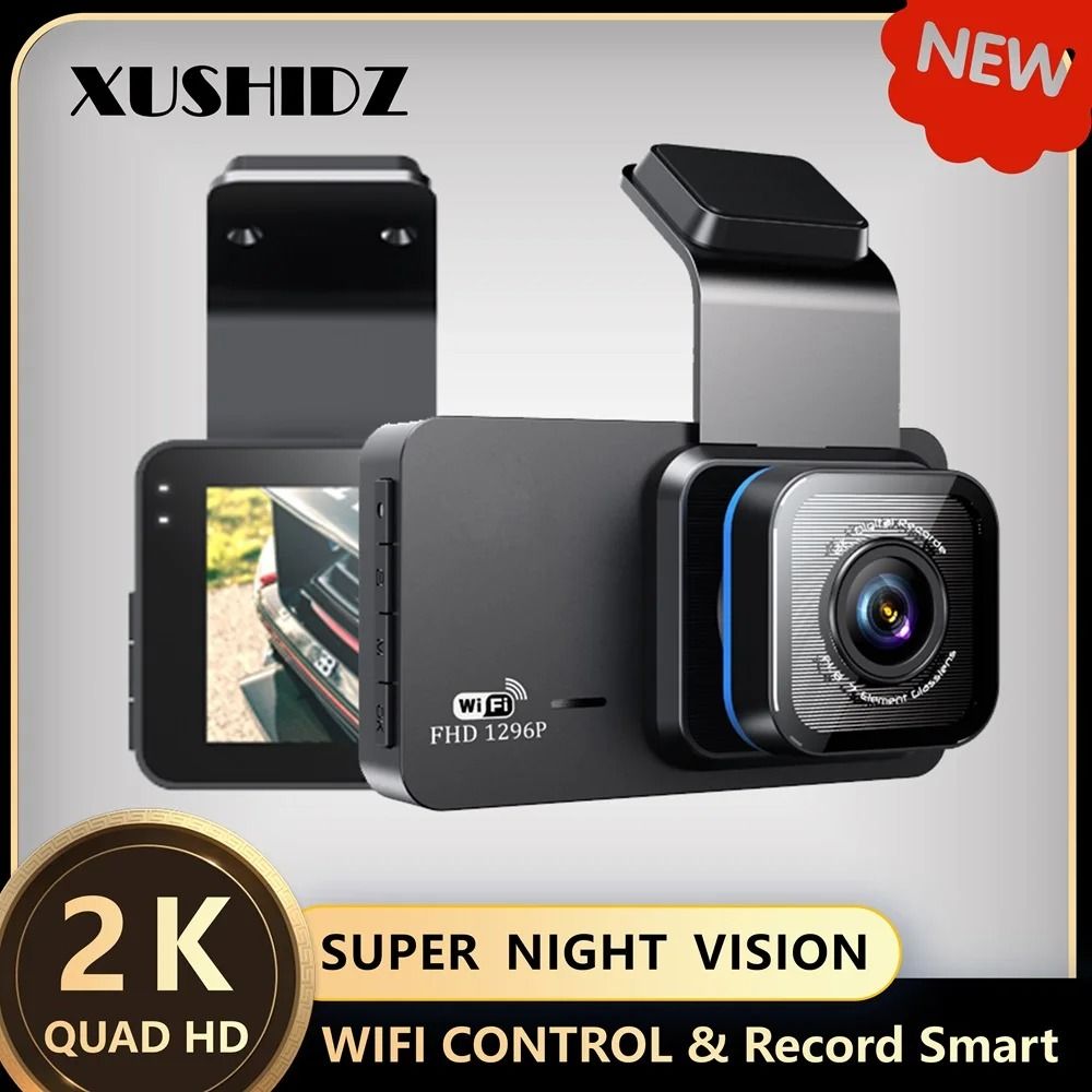 XUSHIDZ X02 2K WiFi Dash Cam With Dual Channel Recording Motion Detection And 24 Hour Parking Monit 0