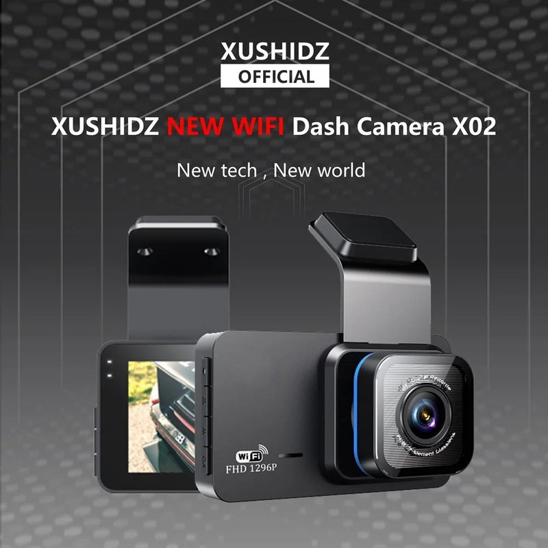 XUSHIDZ X02 2K WiFi Dash Cam With Dual Channel Recording Motion Detection And 24 Hour Parking Monit 1