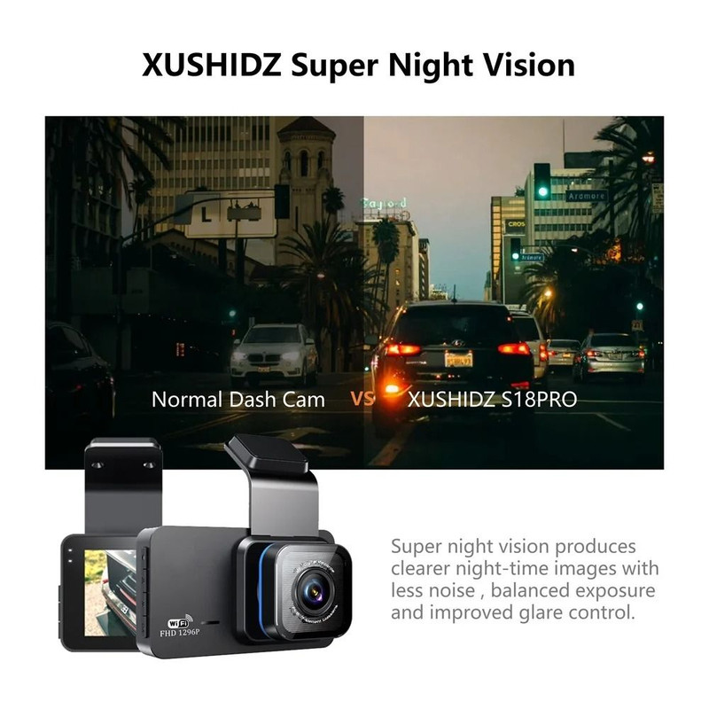 XUSHIDZ X02 2K WiFi Dash Cam With Dual Channel Recording Motion Detection And 24 Hour Parking Monit 4