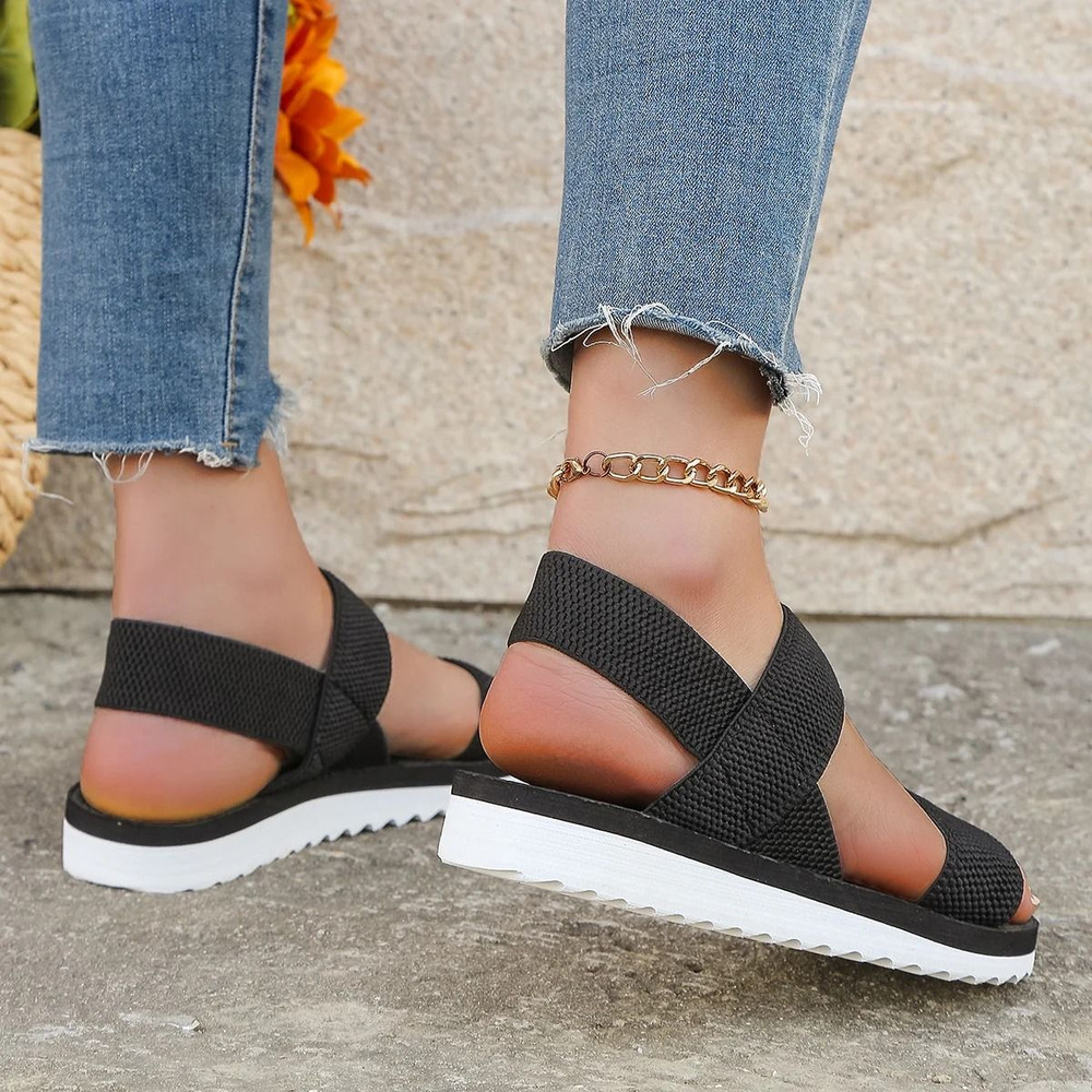 Womens Flat Sandals With Anti Slip Sole And Comfortable Black Lace Up Design For Everyday Wear 2