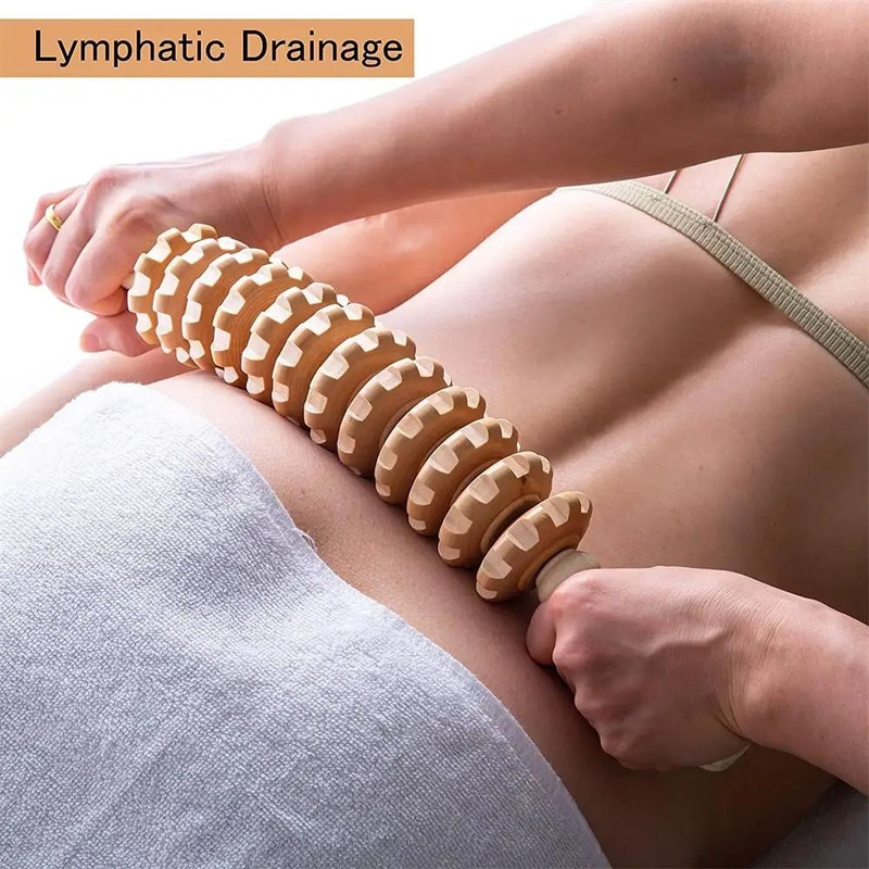 Curved Wooden Massage Roller Stick For Lymphatic Drainage And Anti Cellulite Therapy 3
