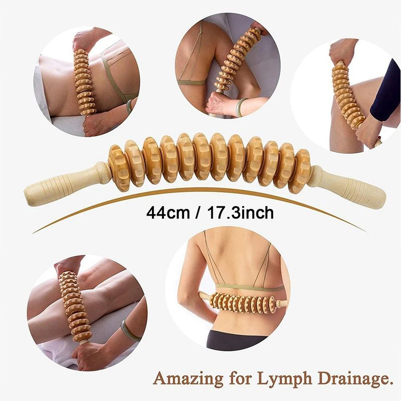 Curved Wooden Massage Roller Stick For Lymphatic Drainage And Anti Cellulite Therapy 5