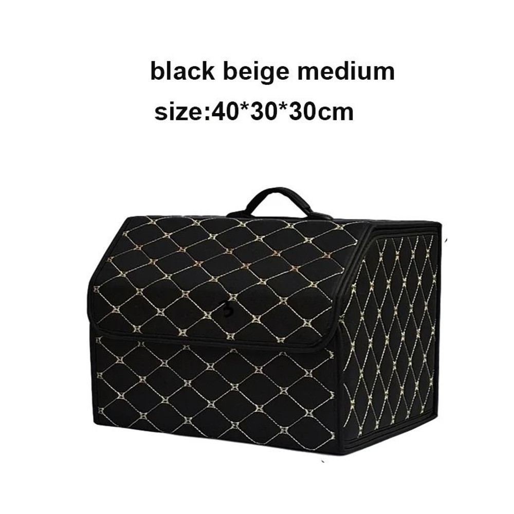 Foldable Car Trunk Organizer Box With Large Capacity And Leather Finish For Tools And Emergency Sto 7