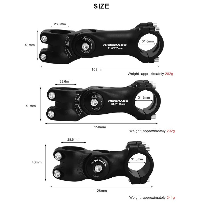 RIDERACE Adjustable Bicycle Stem For Road And Mountain Bikes In 85mm 100mm And 120mm Lengths 5