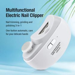electric nail clipper and polisher with led light rechargeable nail trimmer for baby and adult grooming