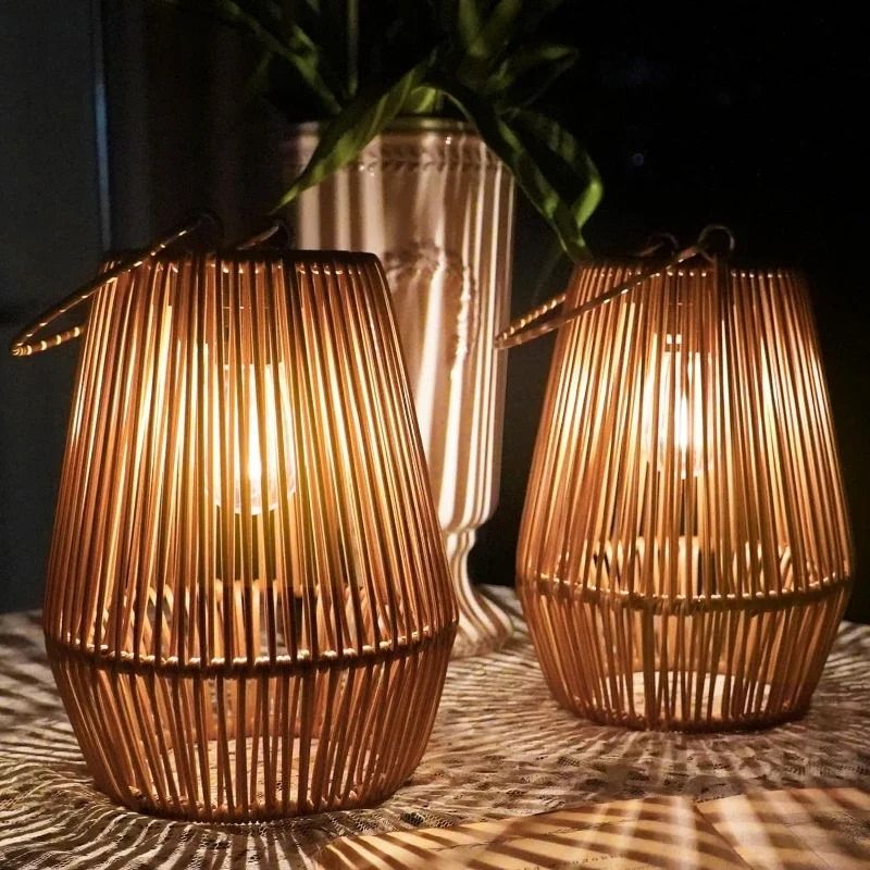 Hand Woven Outdoor Solar Lanterns For Garden And Courtyard Lighting With Tungsten Filament Design 1