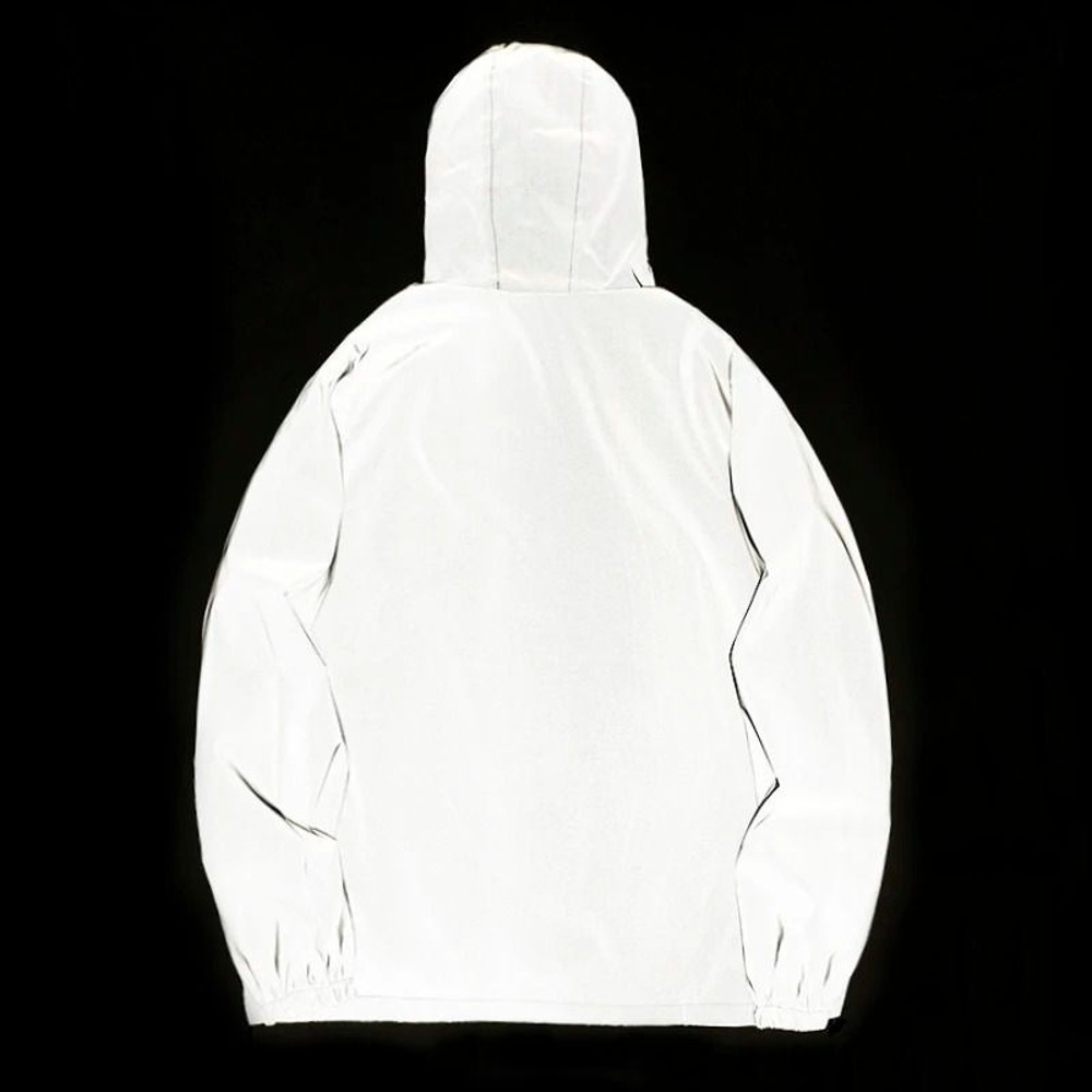 Night Reflective Jackets Double Fabric Windbreaker Hooded Jacket Men Hip Hop Dancer Waterproof Zipp