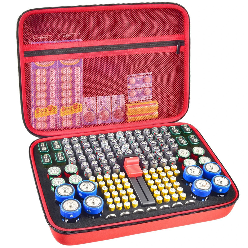 Battery Organizer Storage Box With Tester For AA AAA 9V C D Batteries Home Garage Holder Case 11