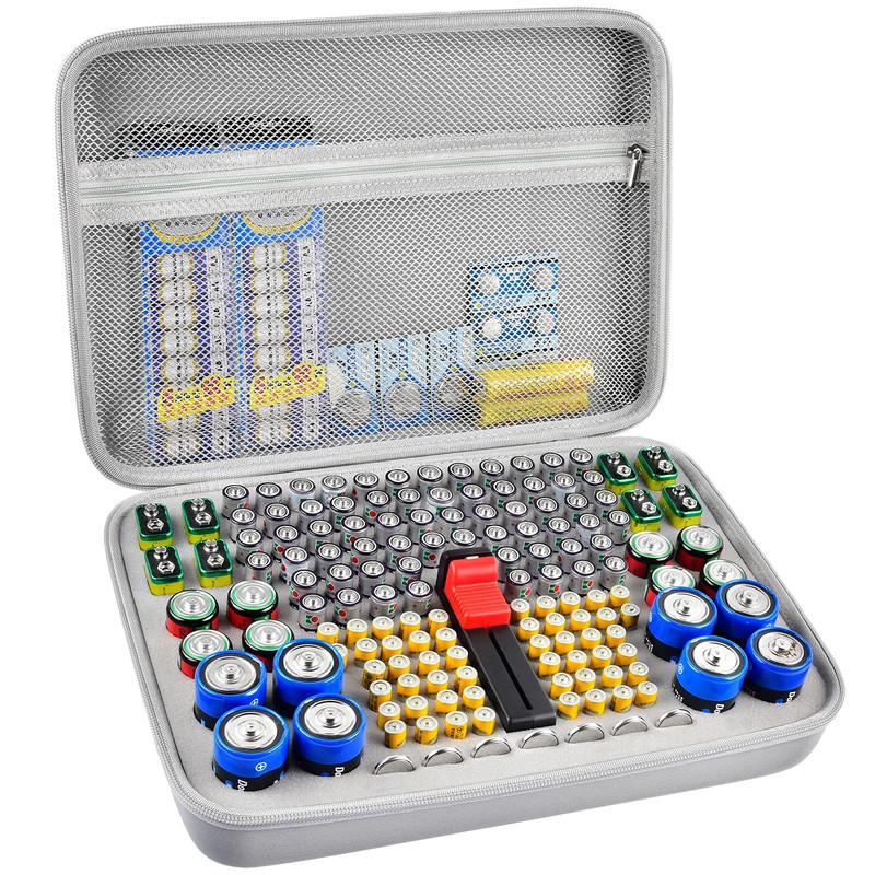 Battery Organizer Storage Box With Tester For AA AAA 9V C D Batteries Home Garage Holder Case 12
