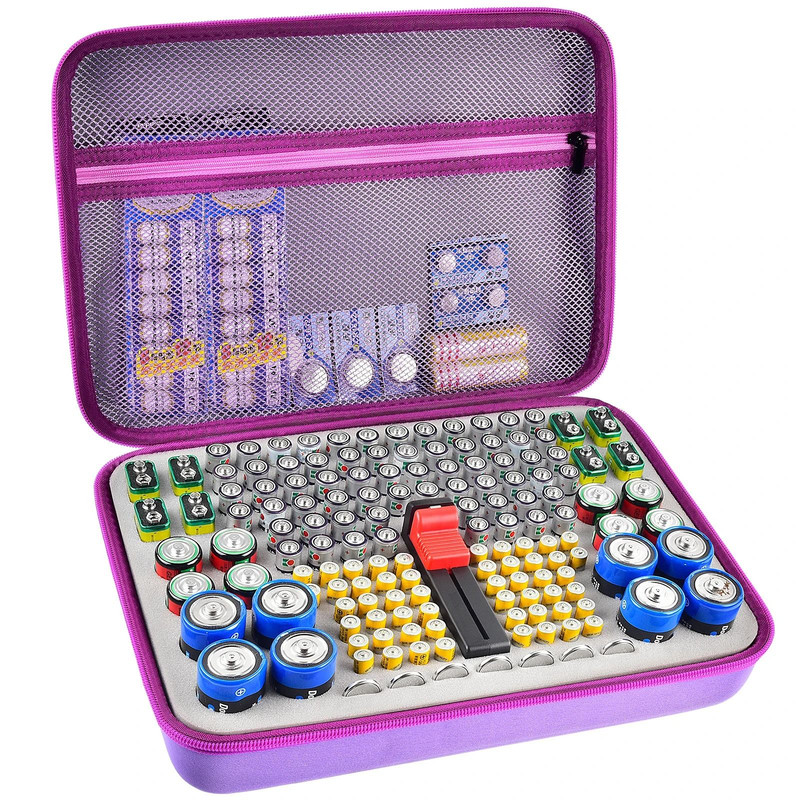 Battery Organizer Storage Box With Tester For AA AAA 9V C D Batteries Home Garage Holder Case 6