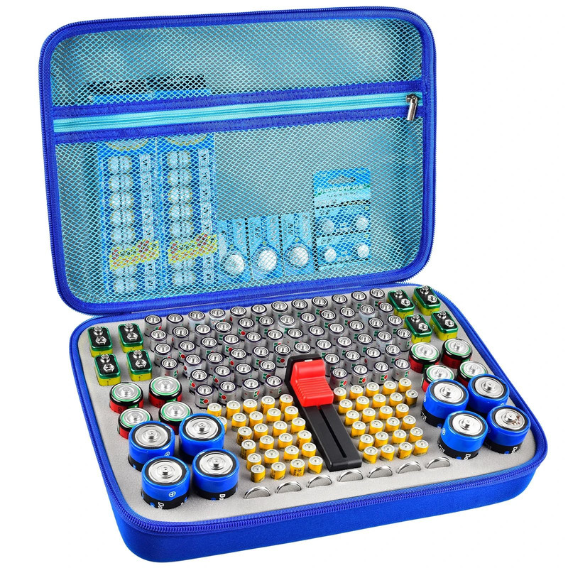 Battery Organizer Storage Box With Tester For AA AAA 9V C D Batteries Home Garage Holder Case 8