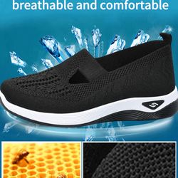 breathable knit low-top casual sneakers for women – lightweight summer walking shoes